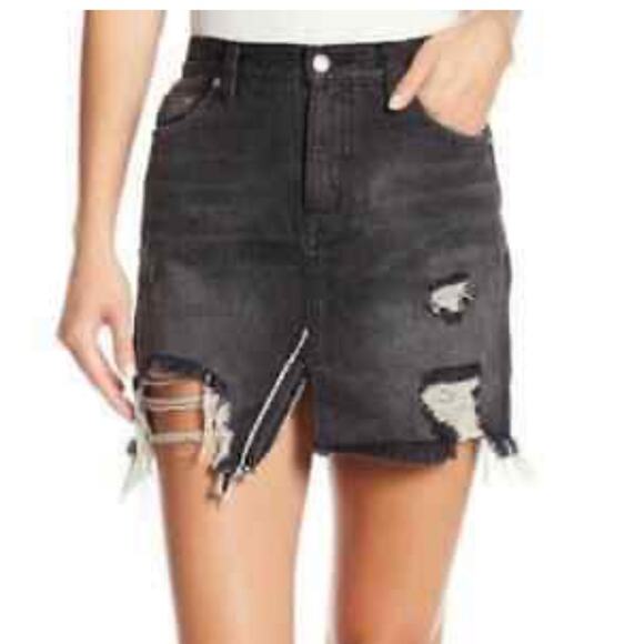 Free People Distressed Raw Hem Skirt - Picture 1 of 8